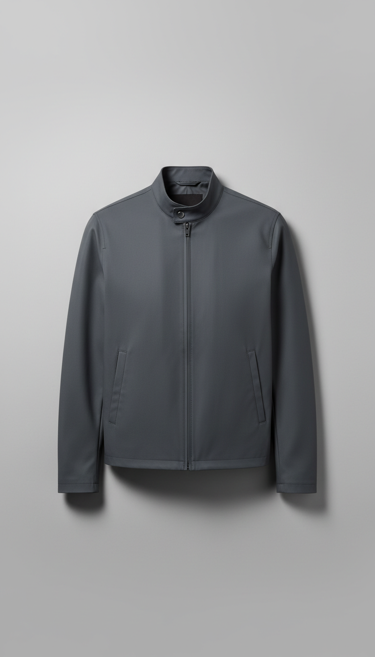 Minimalist racer jacket in slate leather