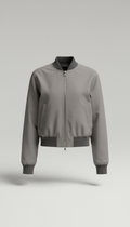 Cropped flight jacket in mist grey