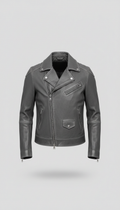 Classic biker jacket in graphite leather
