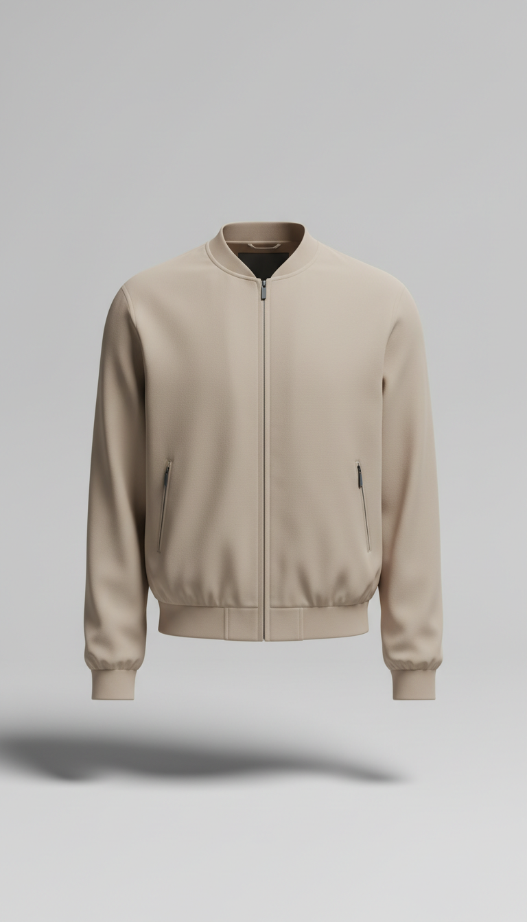 Modern bomber jacket in stone beige